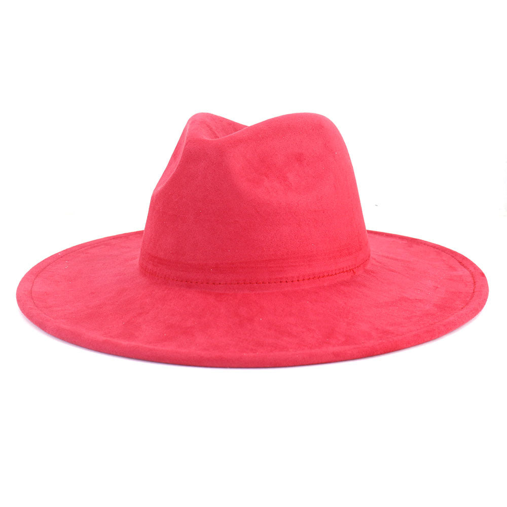 Suede Top Big Brim Flat Edge Hat