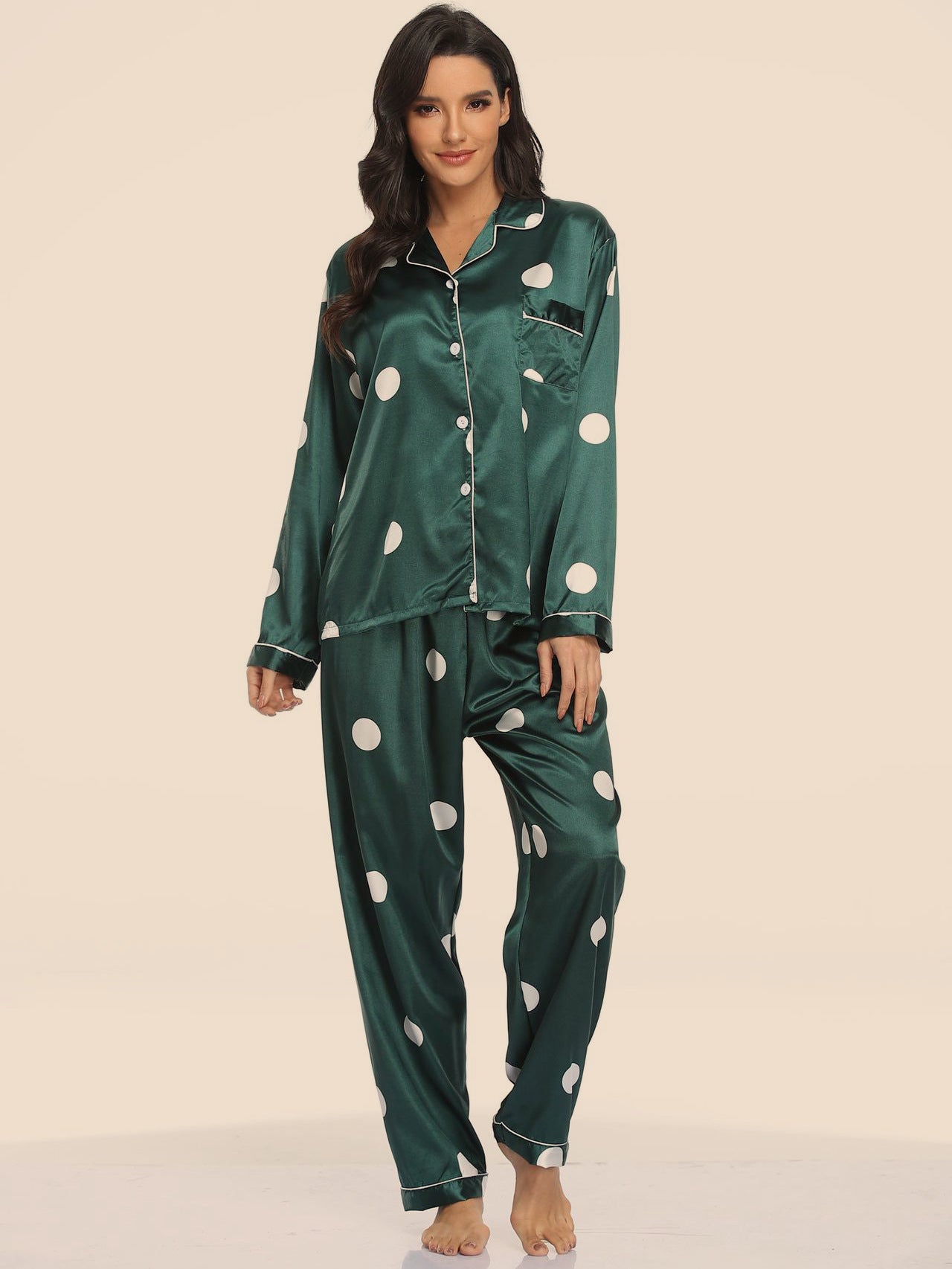 Print Pajama Set Long Sleeve Tops And Pants Loungewear Sleepwear