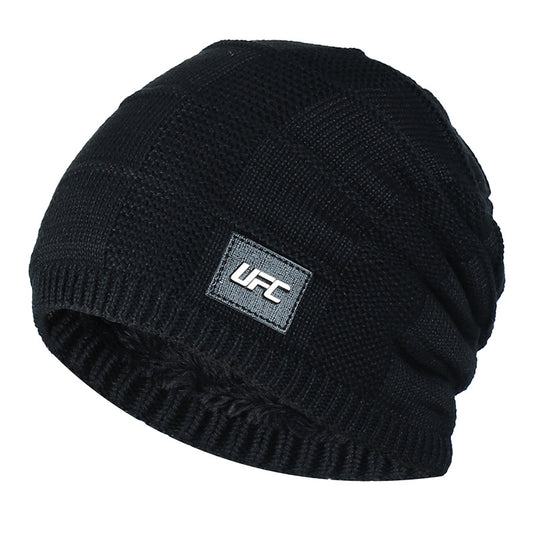 Knitted Hat Male Plush Wool Outdoor Pullover Beanie