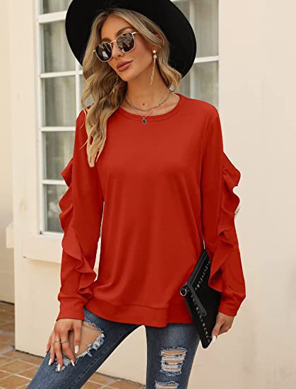 Pleated Lace Frill Long Sleeve Top