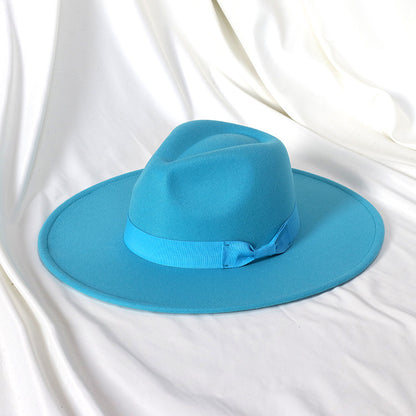 Flat Brim Basic Woolen Fedora