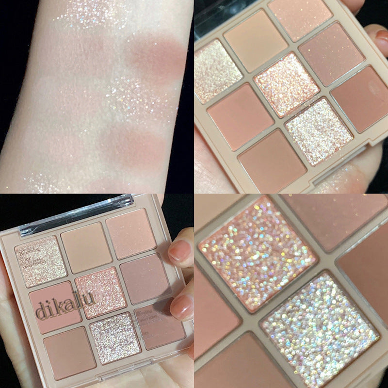 Transparent Milk Tea Nine Grid Nine Color Acrylic Eye Shadow Plate Shimmer Matte Nude Color