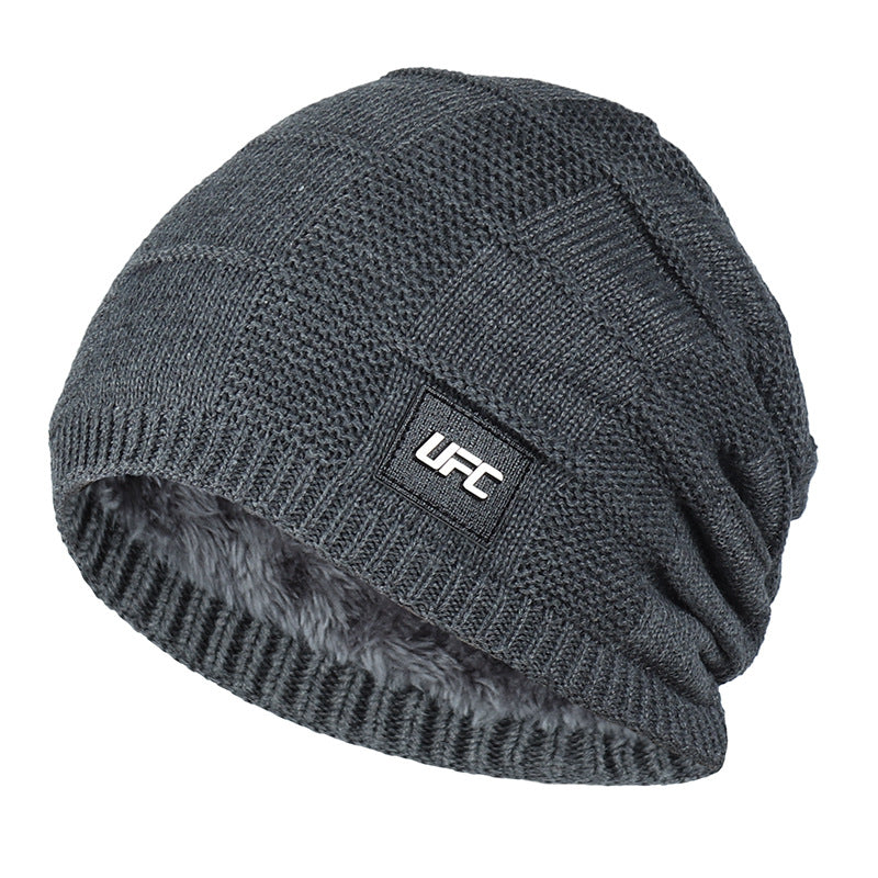 Knitted Hat Male Plush Wool Outdoor Pullover Beanie