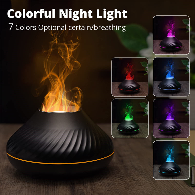 Volcanic Flame Aroma Diffuser Essential Oil Lamp 130ml USB Portable Air Humidifier With Color Night Light Mist Maker Fogger LED Light