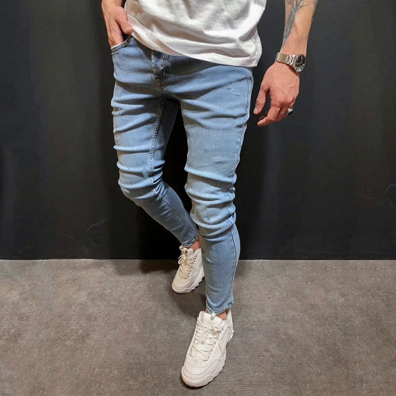 Light Blue Slim Fit Poly Jeans