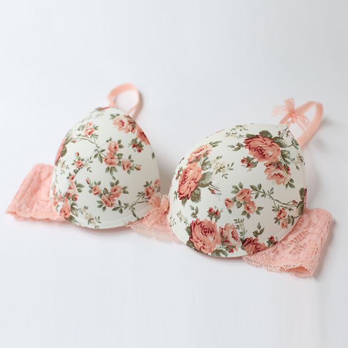 Bow Detail Rose Embroidery Pra and Panties Set