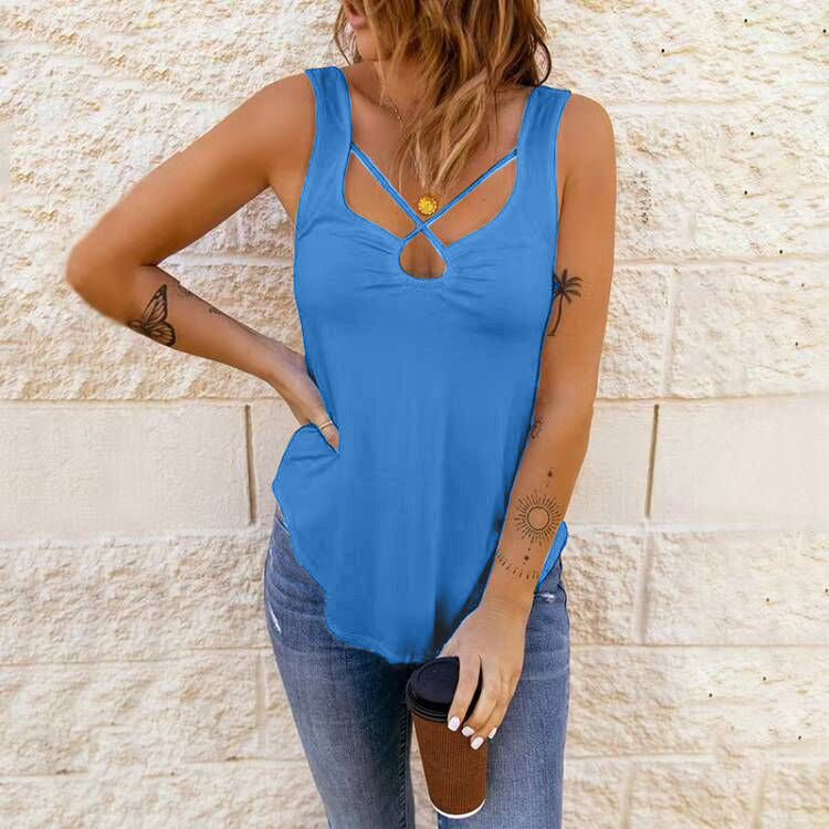 Cross Strap Harness Solid Color Camisole Top