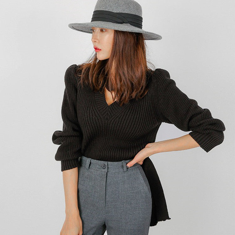 Belted V Neck Sweater