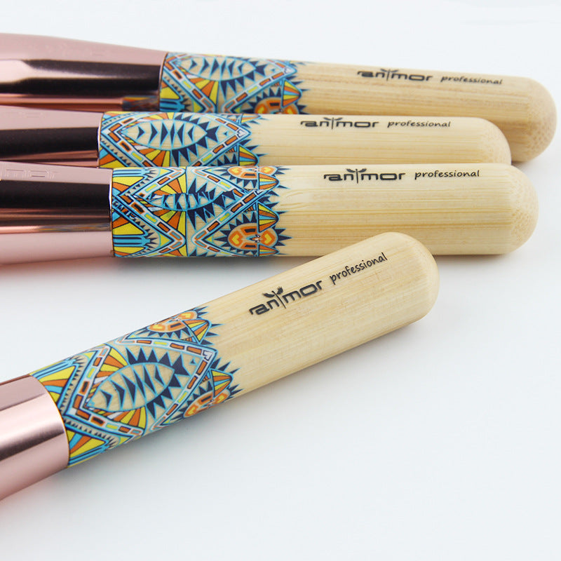 Aztec Print  Wooden Handle 12 makeup brushes