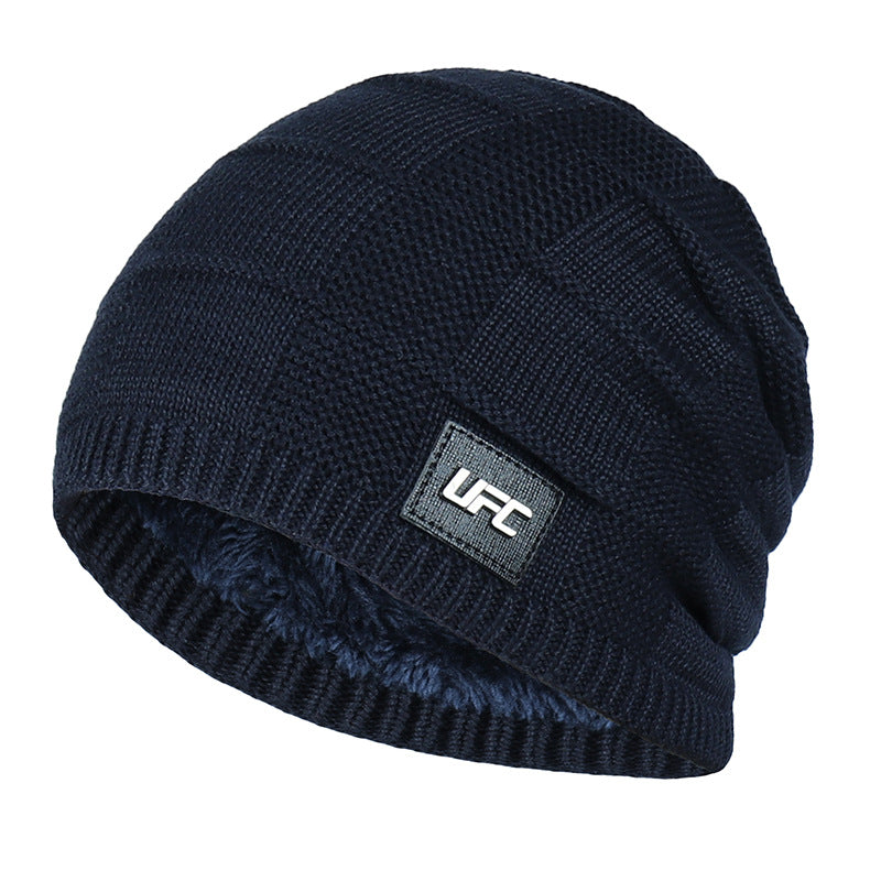 Knitted Hat Male Plush Wool Outdoor Pullover Beanie