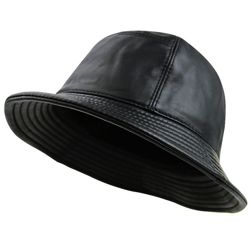 Sheepskin Leather Warm Dome Bucket Hat