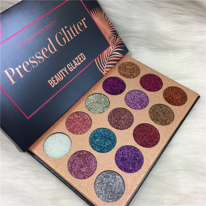 Pressed Glitter Powder 15 color sequins eye shadow by Beauty Glazed