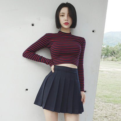 Classic Stripe Slim Short Bustier Crop Top