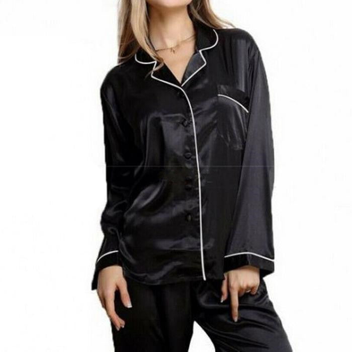 Silk Home Long-Sleeved Spun Silk Fashion Pajamas