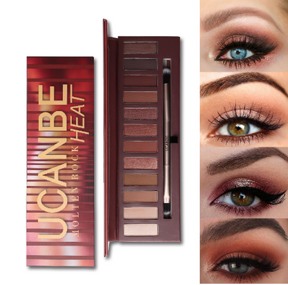 Molten Rock Heat Eye Shadow Makeup Palette Nude Shimmer Matte Smoky Eyeshadow Red Brown Pumpkin Cosmetics