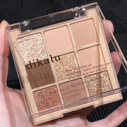 Transparent Milk Tea Nine Grid Nine Color Acrylic Eye Shadow Plate Shimmer Matte Nude Color