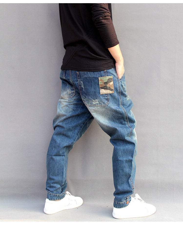 Multi-pocket Casual Loose Washed Denim Jeans