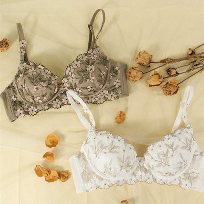 Court Flower Lace Embroidery Underwear Bra