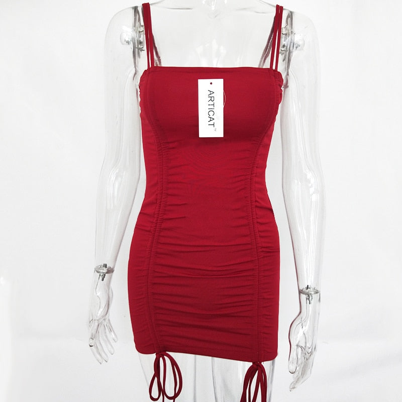 Articat Spaghetti Strap Backless Dress