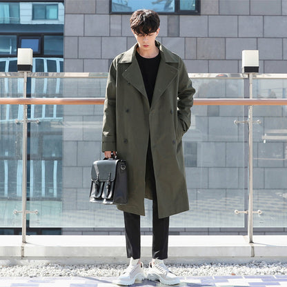 Cotton All-match solid color lapel trench coat