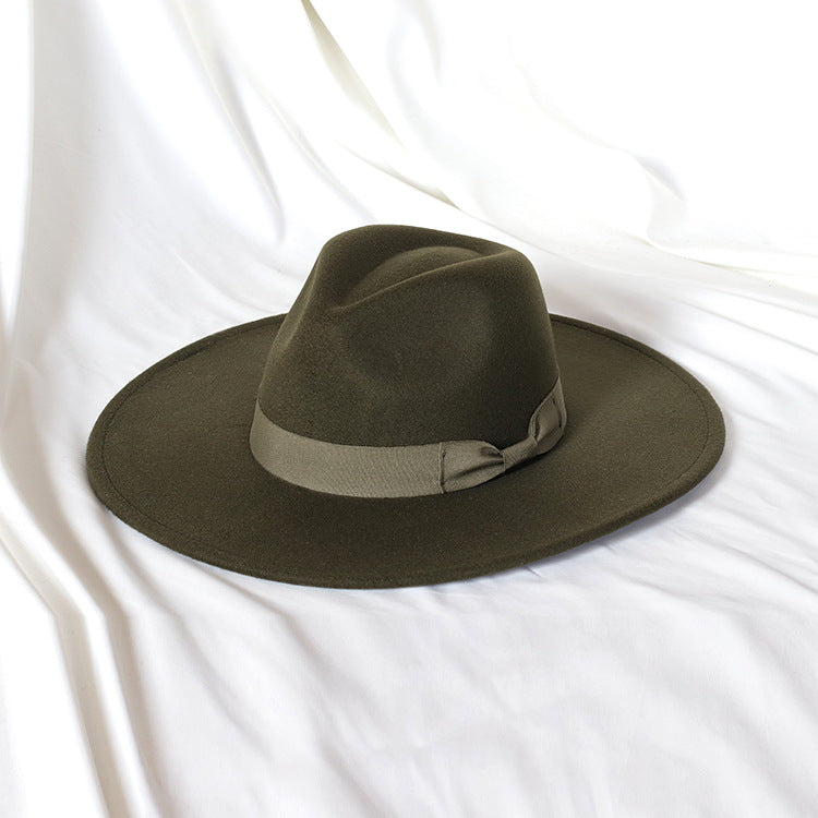 Flat Brim Basic Woolen Fedora