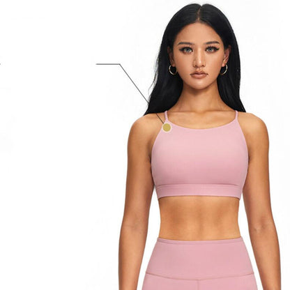 Pastel Nylon Cross Strapping Detail Sports Bra