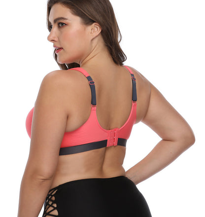 No Steel Collar Open Back Full Cup Support Sports Bra