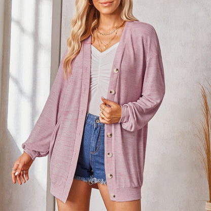 Thin Mid Length Button Up Cardigan Knitwear