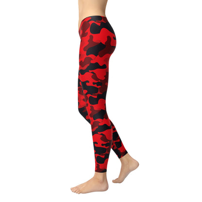 Red Black Military Print Leggings