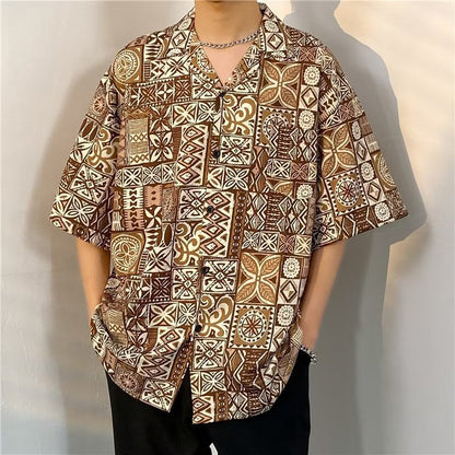 Men's Casual Short Sleeve Loose Shirt Stretch Fabric