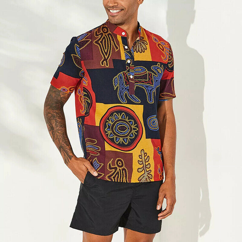 European And American Men's Oracle Print Men's Shirt Tops