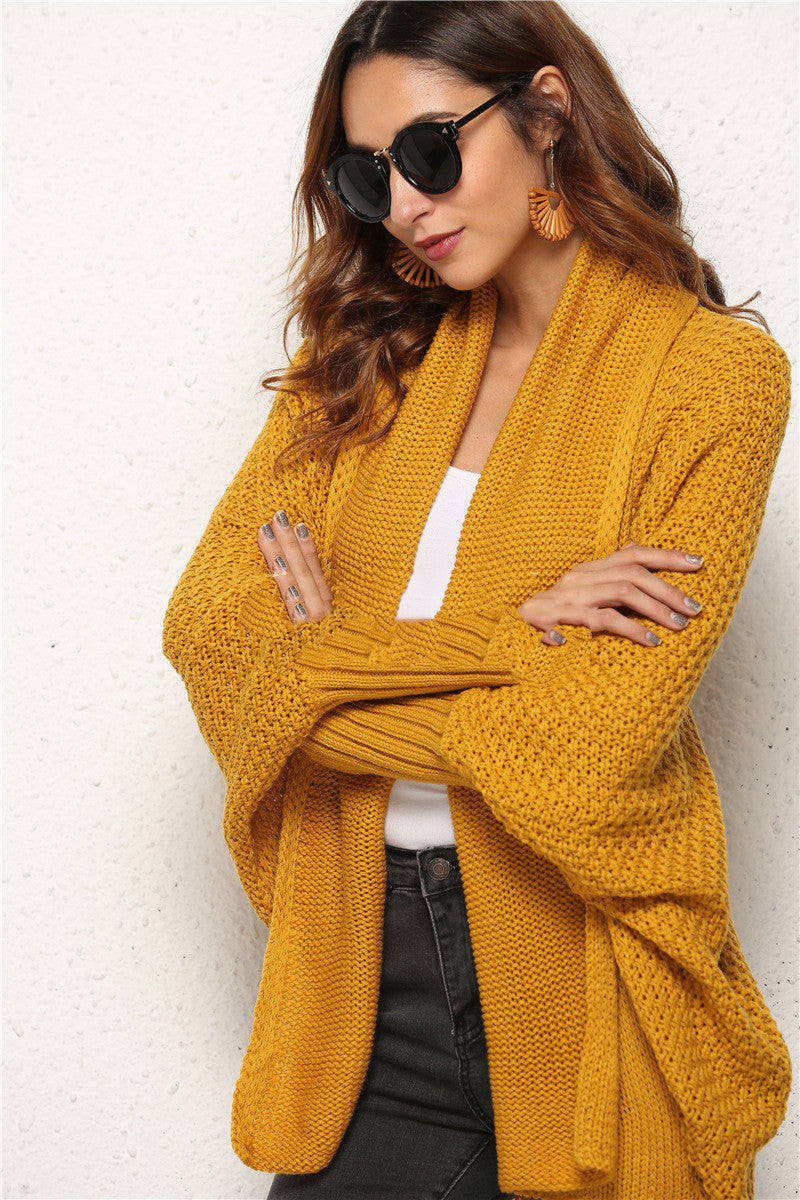 Vibrant Long Sleeve Stitching Detail Mid Length Cardigan