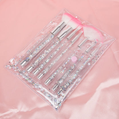 New 7-piece Transparent Crystal Handle Cosmetic Brush Set