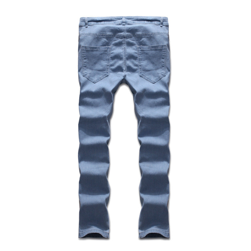 Light Blue Slim Fit Poly Jeans