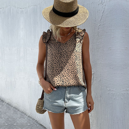 Sleeveless Leopard Print Vest Top