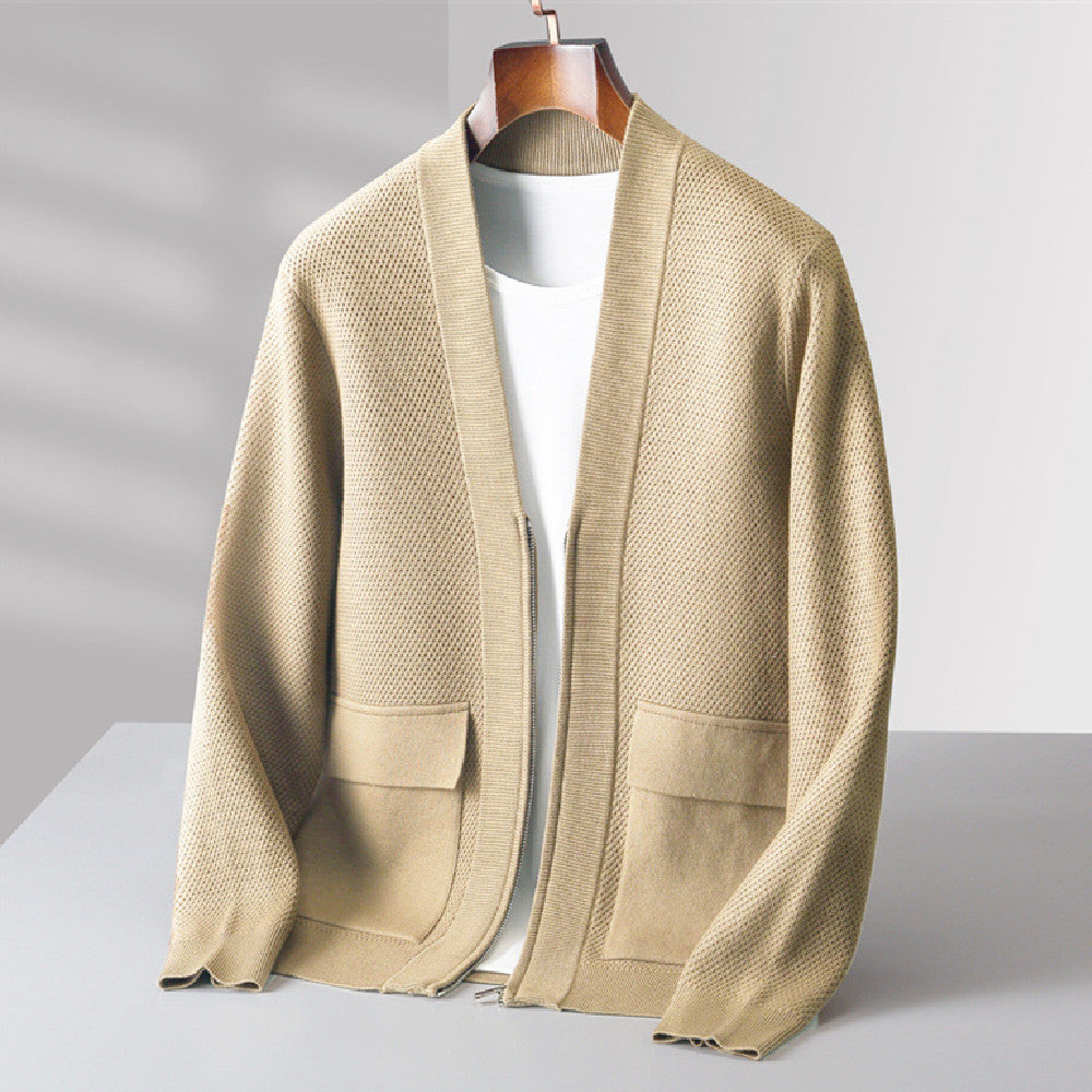 Knitted Wool Cashmere Zipper Cardigan