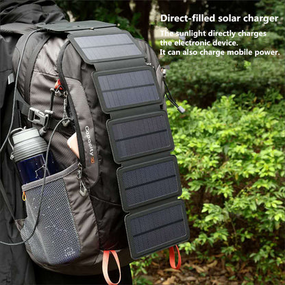 Outdoor Folding Solar Panel Charger Portable 5V 2.1A USB Output Devices Camp Hiking Backpack Travel Power Supply For Smartphones