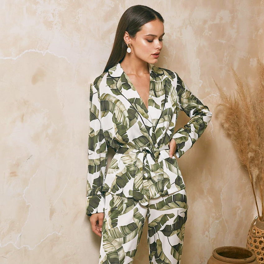 Banana Leaf Print Pajama Set