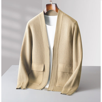 Knitted Wool Cashmere Zipper Cardigan