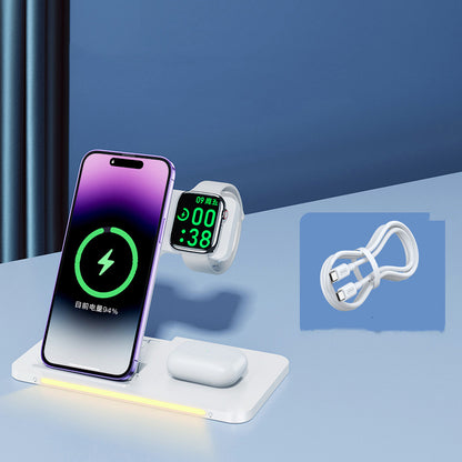 Three In One Wireless Charger Watch Charging Stand Bluetooth Headset