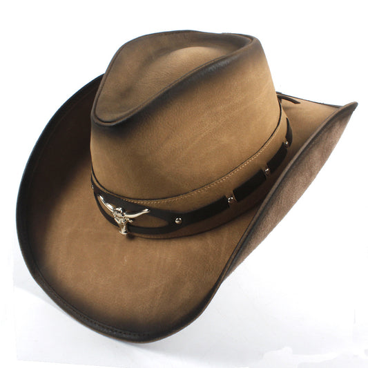 Leather Strapping Bronco Buckle Cowboy Hat