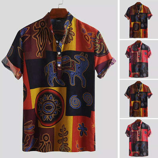 European And American Men's Oracle Print Men's Shirt Tops