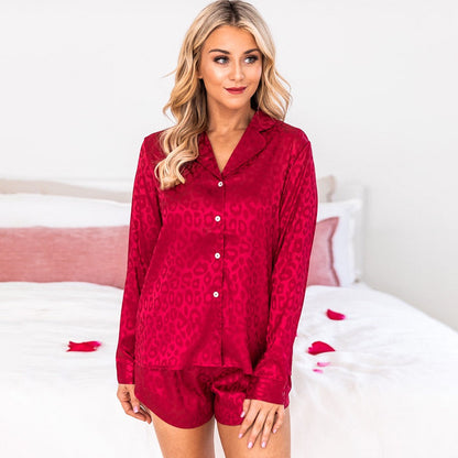 Lapel Long Sleeve Pajamas Suit