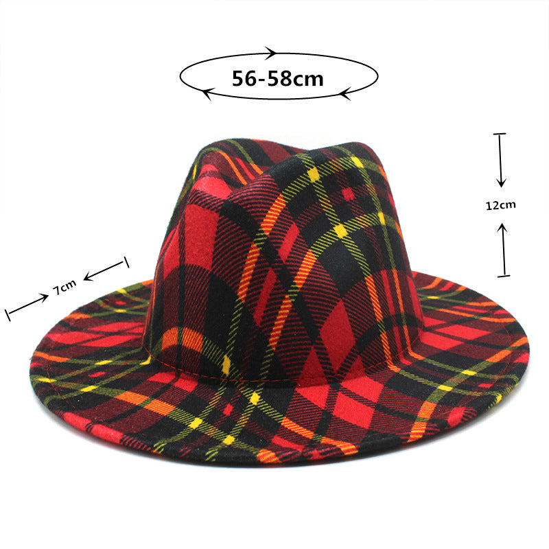 Color Striped Plaid Fedora Hat