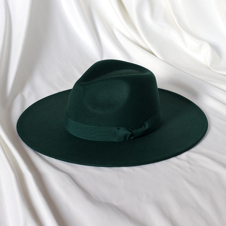 Flat Brim Basic Woolen Fedora