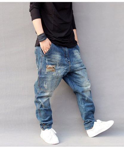 Multi-pocket Casual Loose Washed Denim Jeans