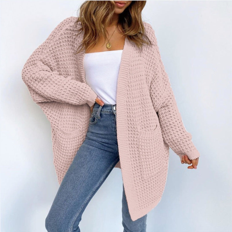 Pastel Tone Long Sleeve Loose Knit Cardigan