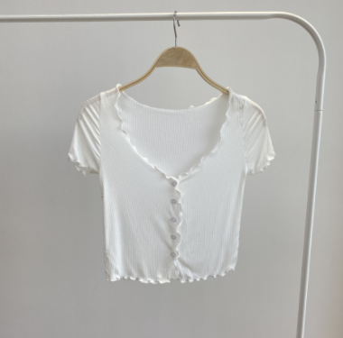 Button Front Frilly Crop Top