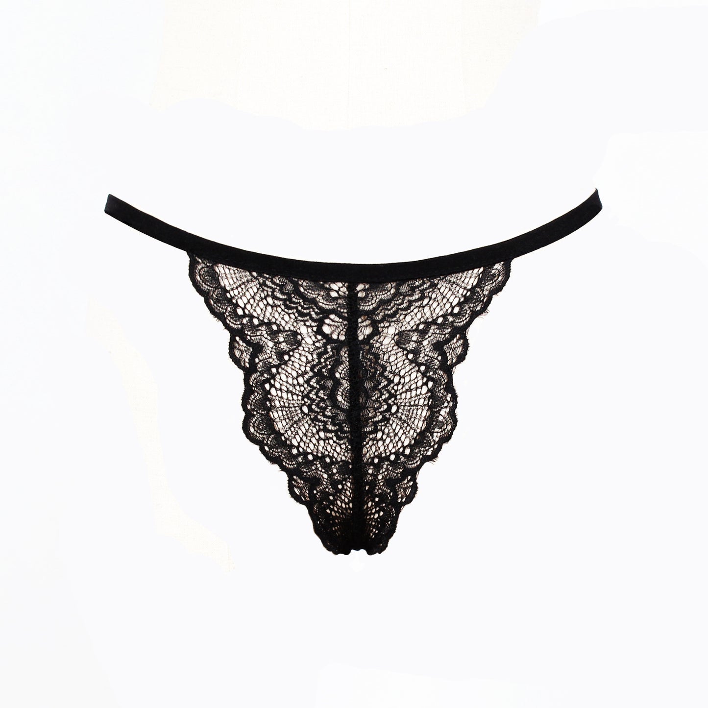 High Waist Strap Lace Mesh Panties