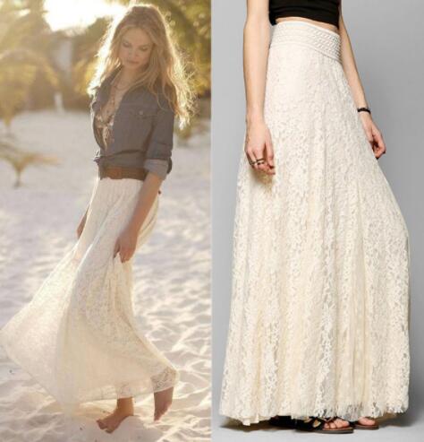 Pleated Solid Mesh Lace Layered Maxi Skirt